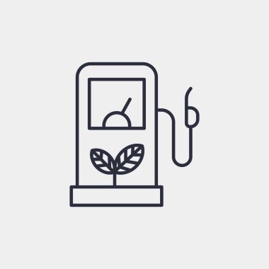 Arka planda eko elektrik yakıt pompası ikonu izole edildi. Benzin istasyonu sembolü modern, basit, vektör, web sitesi tasarımı için simge, mobil uygulama, ui. Vektör İllüstrasyonu