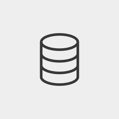 Veritabanı simgesi arkaplanda izole edildi. Web sitesi tasarımı için sunucu sembolü, basit, vektör, simge, mobil uygulama, ui. Vektör İllüstrasyonu