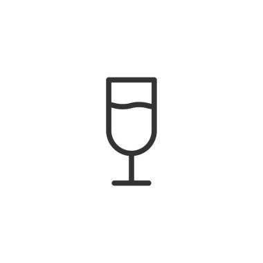 Şampanya cam ikonu. Web sitesi tasarımı için modern, basit, vektör, simge iç, mobil uygulama, ui. Vektör İllüstrasyonu