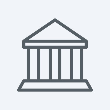 Arkaplanda bina simgesi izole edildi. Banka sembolü, modern, basit, web sitesi tasarımı için vektör, mobil uygulama, ui. Vektör İllüstrasyonu