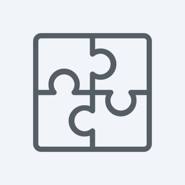 Arka planda bulmaca simgesi izole edildi. Yapboz sembolü modern, basit, vektör, web sitesi tasarımı için simge, mobil uygulama, ui. Vektör İllüstrasyonu