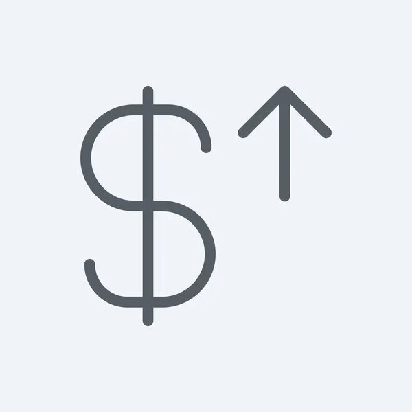 Dólar Icono Ascendente Aislado Fondo Moneda Símbolo Moderno Simple Vector — Vector de stock