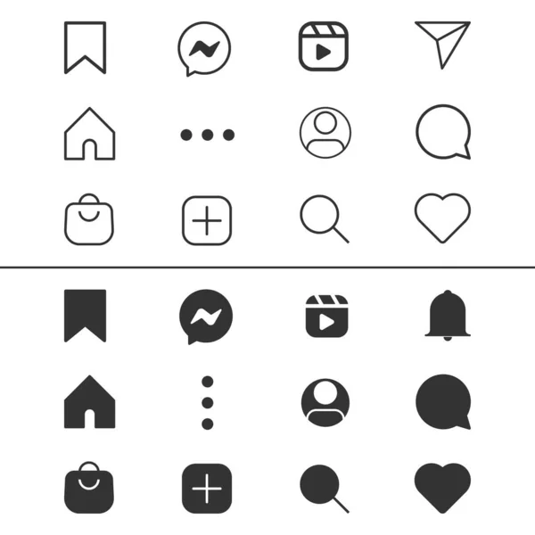 Beyaz arkaplanda izole edilmiş popüler simgeler. Sosyal medya sembolü modern, basit, vektör, web sitesi tasarımı için simge, mobil uygulama, ui. Vektör İllüstrasyonu