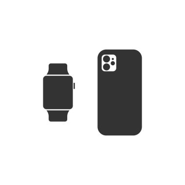 Akıllı telefon ve akıllı twatch simgesi. Gadget sembolü modern, basit, vektör, web sitesi tasarımı için simge, mobil uygulama, ui. Vektör İllüstrasyonu
