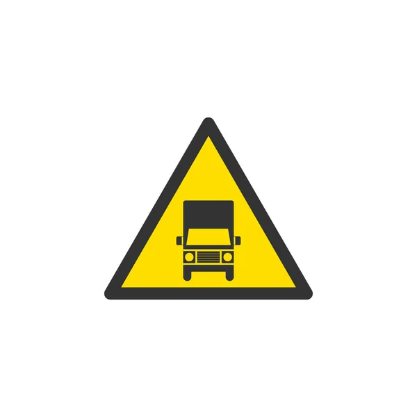 Truck Yellow Caution Sign Icon Traffic Sign Symbol Modern Simple — Stok Vektör