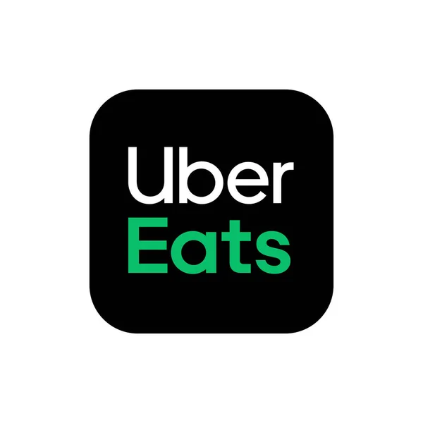Uber Eats uygulamasının logosu beyaz arka planda izole edilmiş. Gıda dağıtım sembolü modern, basit, vektör, web sitesi tasarımı için simge, mobil uygulama, ui. Vektör İllüstrasyonu