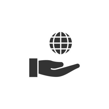 Beyaz arkaplanda izole edilmiş dünya simgesini koru. Çevre sembolü modern, basit, vektör, web sitesi tasarımı için simge, mobil uygulama, ui. Vektör İllüstrasyonu