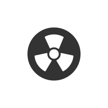 Nükleer simge beyaz arkaplanda izole edildi. Web sitesi tasarımı için modern, basit, vektör, simge, mobil uygulama, ui. Vektör İllüstrasyonu