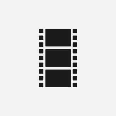 Beyaz arkaplanda film şeridi simgesi izole edildi. Web sitesi tasarımı için modern, basit, vektör, simge, mobil uygulama, ui. Vektör İllüstrasyonu