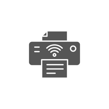 Yazıcı simgesi beyaz arkaplanda izole edildi. İnternet sitesi tasarımı için kablosuz sembol, modern, basit, vektör, simge, mobil uygulama, ui. Vektör İllüstrasyonu