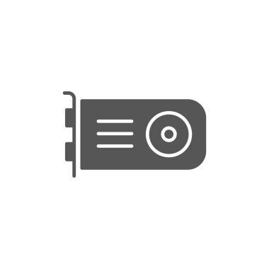 Grafik kart simgesi arkaplanda izole edildi. Web sitesi tasarımı için GPU kart sembolü modern, basit, vektör, simge, mobil uygulama, ui. Vektör İllüstrasyonu