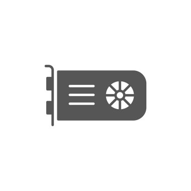 Video kartı simgesi arka planda izole edildi. Web sitesi tasarımı için GPU kart sembolü modern, basit, vektör, simge, mobil uygulama, ui. Vektör İllüstrasyonu