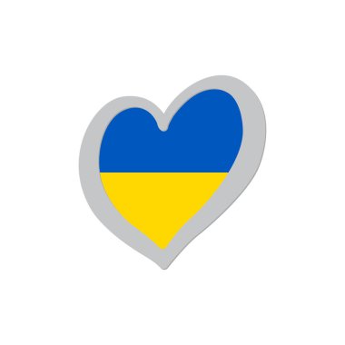 Kalp şekli ikon vektörünün içindeki Ukrayna bayrağı. Eurovision şarkı yarışması sembolü illüstrasyonu