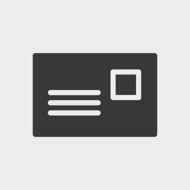 Kartpostal simgesi arka planda izole edildi. Zarf sembolü modern, basit, vektör, web sitesi tasarımı için simge, mobil uygulama, ui. Vektör İllüstrasyonu