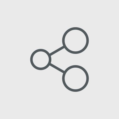 Paylaşım simgesi arkaplanda izole edildi. Web sitesi tasarımı için modern, basit, vektör, simge, mobil uygulama, ui. Vektör İllüstrasyonu
