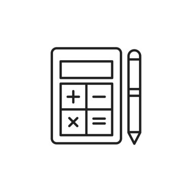 Beyaz arkaplanda izole edilmiş muhasebe simgesi. Web sitesi tasarımı için modern, basit, vektör, simge, mobil uygulama, ui. Vektör İllüstrasyonu