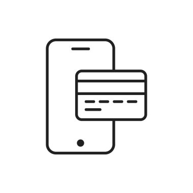 Mobil ödeme simgesi beyaz arkaplanda izole edildi. Kredi kartı sembolü modern, basit, vektör, web sitesi tasarımı için simge, mobil uygulama, ui. Vektör İllüstrasyonu