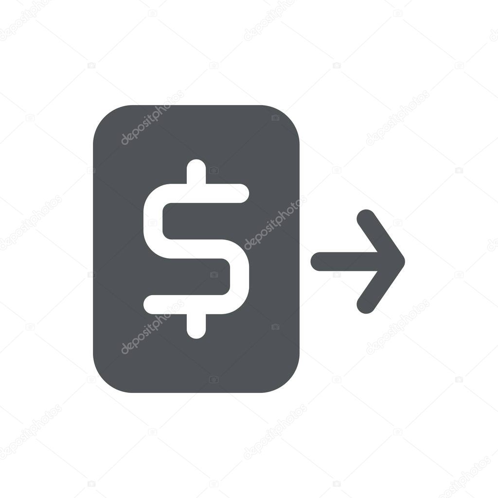 Money transaction icon isolated on white background. Dollar symbol modern, simple, vector, icon for website design, mobile app, ui. Vector Illustration