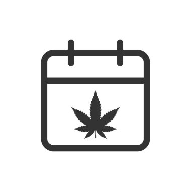 Takvim simgesi beyaz arkaplanda izole edildi. Kenevir yaprağı sembolü modern, basit, vektör, web sitesi tasarımı için simge, mobil uygulama, ui. Vektör İllüstrasyonu