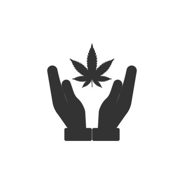 Beyaz arka planda izole edilmiş tıbbi marihuana ikonu. Kenevir sembolü modern, basit, vektör, web sitesi tasarımı için simge, mobil uygulama, ui. Vektör İllüstrasyonu