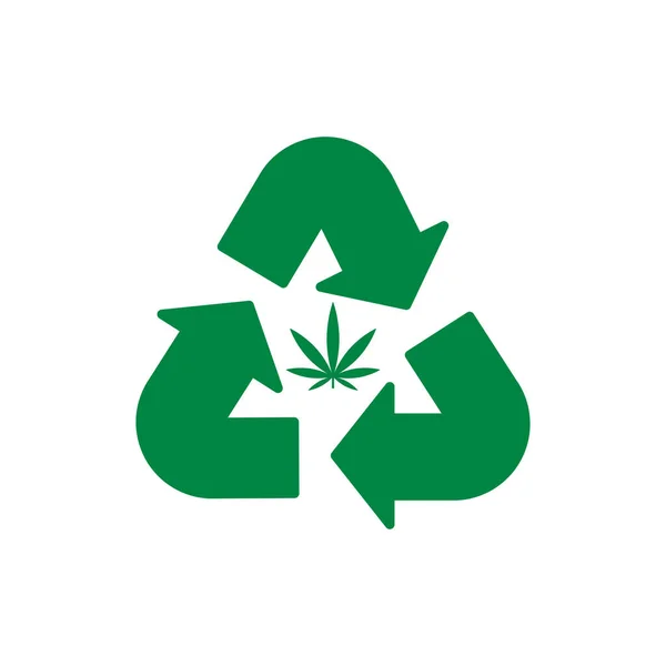 Beyaz arkaplanda yeşil geri dönüşüm simgesi izole edildi. Kenevir yaprağı sembolü modern, basit, vektör, web sitesi tasarımı için simge, mobil uygulama, ui. Vektör İllüstrasyonu
