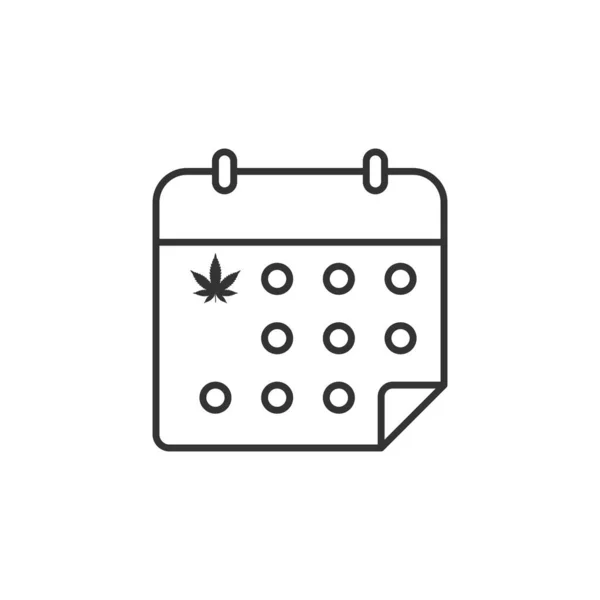 Kalender Ikon Isolerad Vit Bakgrund Cannabis Blad Symbol Modern Enkel — Stock vektor