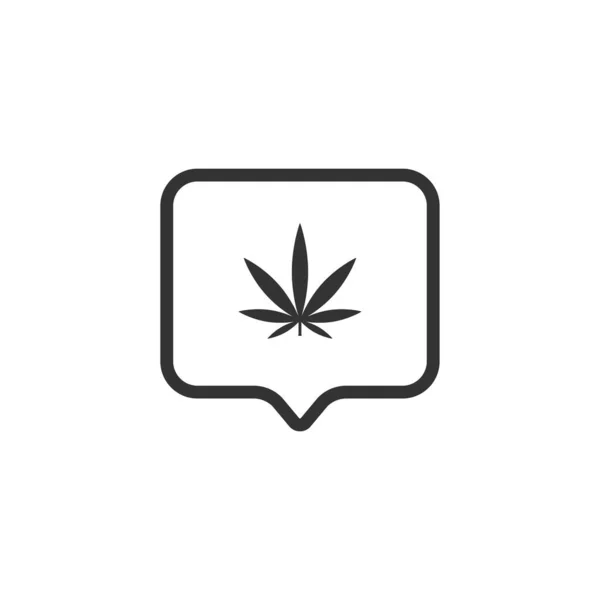 Cannabis Con Icona Bolla Vocale Isolata Sfondo Bianco Marijuana Simbolo — Vettoriale Stock