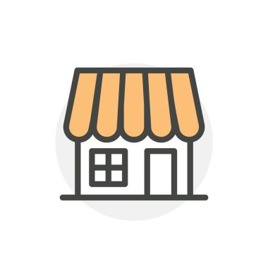 Renkli depolama vektör simgesi beyaz arkaplanda izole edildi. Alışveriş sembolü modern, basit, vektör, web sitesi tasarımı için simge, mobil uygulama, ui. Vektör İllüstrasyonu