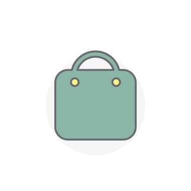 Beyaz arkaplanda renkli alışveriş poşeti simgesi izole edildi. Web sitesi tasarımı için modern, basit, vektör, simge satın al, mobil uygulama, ui. Vektör İllüstrasyonu