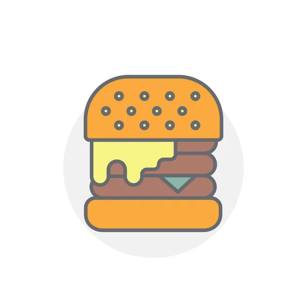 Bunte Dreifach Burger Vektorsymbol Isoliert Auf Weißem Hintergrund Fast Food — Stockvektor