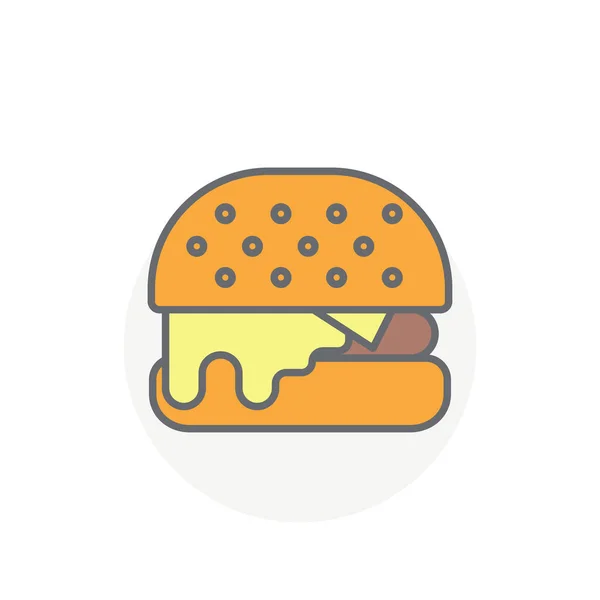 Bunte Cheeseburger Vektorsymbol Isoliert Auf Weißem Hintergrund Fast Food Symbol — Stockvektor
