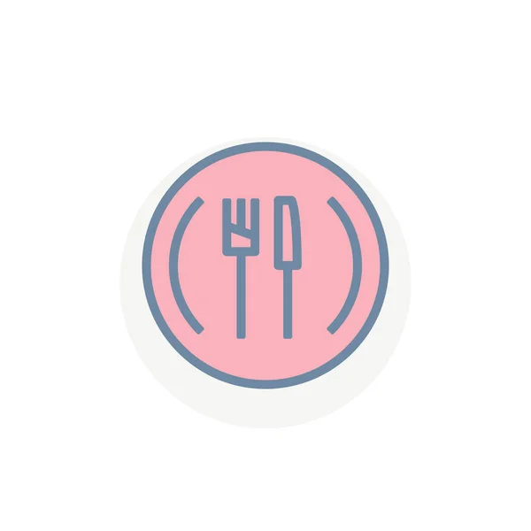 Colorful Fork Knife Plate Vector Icon Isolated White Background Restaurant — Stock Vector