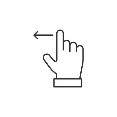 Beyaz arkaplanda el dokunma simgesi izole edildi. Slayt sembolü modern, basit, vektör, web sitesi tasarımı için simge, mobil uygulama, ui. Vektör İllüstrasyonu