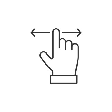 Beyaz arkaplanda el dokunma simgesi izole edildi. Slayt sembolü modern, basit, vektör, web sitesi tasarımı için simge, mobil uygulama, ui. Vektör İllüstrasyonu