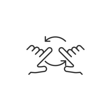 Beyaz arka planda el simgesi izole edildi. Web sitesi tasarımı için modern, basit, vektör, simge döndür, mobil uygulama, ui. Vektör İllüstrasyonu