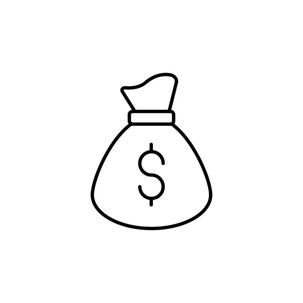 Pengar Väska Ikon Isolerad Vit Bakgrund Dollar Symbol Modern Enkel — Stock vektor
