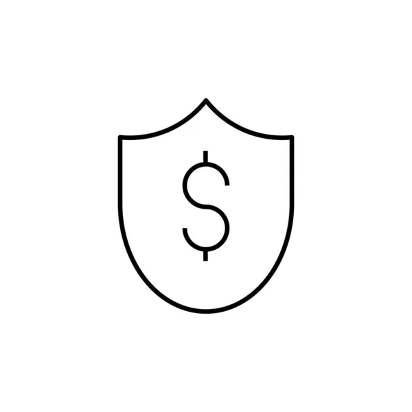 美元与盾牌图标隔离在白色背景 保险符号现代 网站设计图标 移动应用程序 病媒图解 — 图库矢量图片
