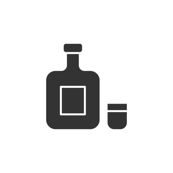 Fles Shot Glas Pictogram Geïsoleerd Witte Achtergrond Drinksymbool Modern Eenvoudig — Stockvector