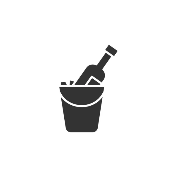 Bouteille Champagne Dans Seau Icône Isolé Sur Fond Blanc Champagne — Image vectorielle