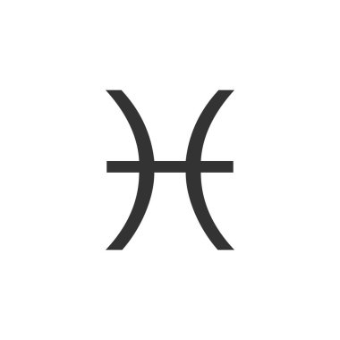Balık burcu simgesi beyaz arkaplanda izole edilmiş. Zodiac sembolü modern, basit, vektör, web sitesi tasarımı için simge, mobil uygulama, ui. Vektör İllüstrasyonu