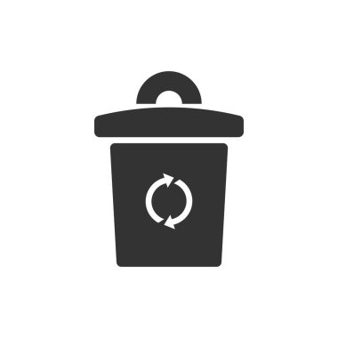 Çöp kutusu simgesi beyaz arkaplanda izole edildi. Web sitesi tasarımı için modern, basit, vektör, simgeyi geri dönüştür, mobil uygulama, ui. Vektör İllüstrasyonu
