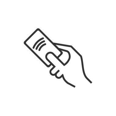 Kredi kartı simgesi beyaz arkaplanda izole edildi. Temassız ödeme sembolü modern, basit, vektör, web sitesi tasarımı için simge, mobil uygulama, ui. Vektör İllüstrasyonu