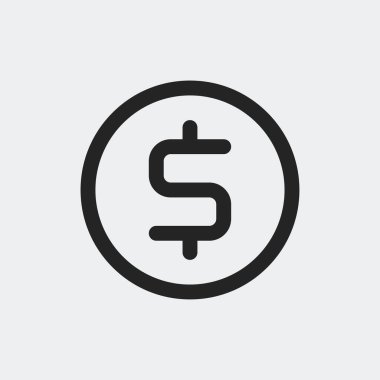 Arka planda dolar işareti var. Web sitesi tasarımı için modern, basit, vektör, simge satın al, mobil uygulama, ui. Vektör İllüstrasyonu