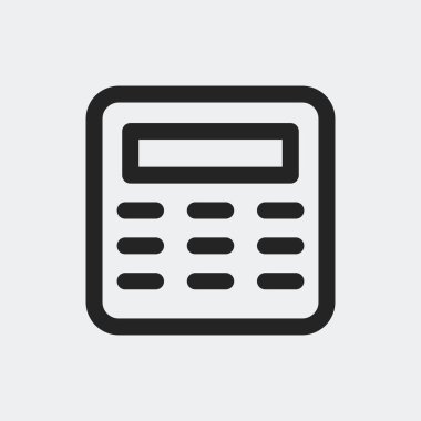 Hesap makinesi simgesi arka planda izole edildi. Muhasebe sembolü modern, basit, vektör, web sitesi tasarımı simgesi, mobil uygulama, ui. Vektör İllüstrasyonu