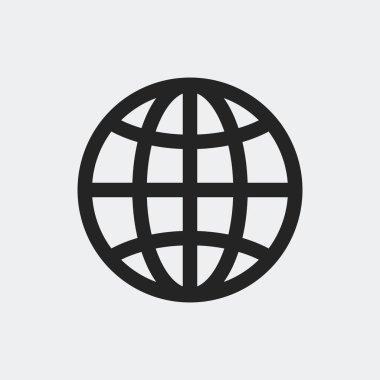 Arka planda dünya simgesi izole edildi. İnternet sembolü modern, basit, vektör, web sitesi tasarımı için simge, mobil uygulama, ui. Vektör İllüstrasyonu