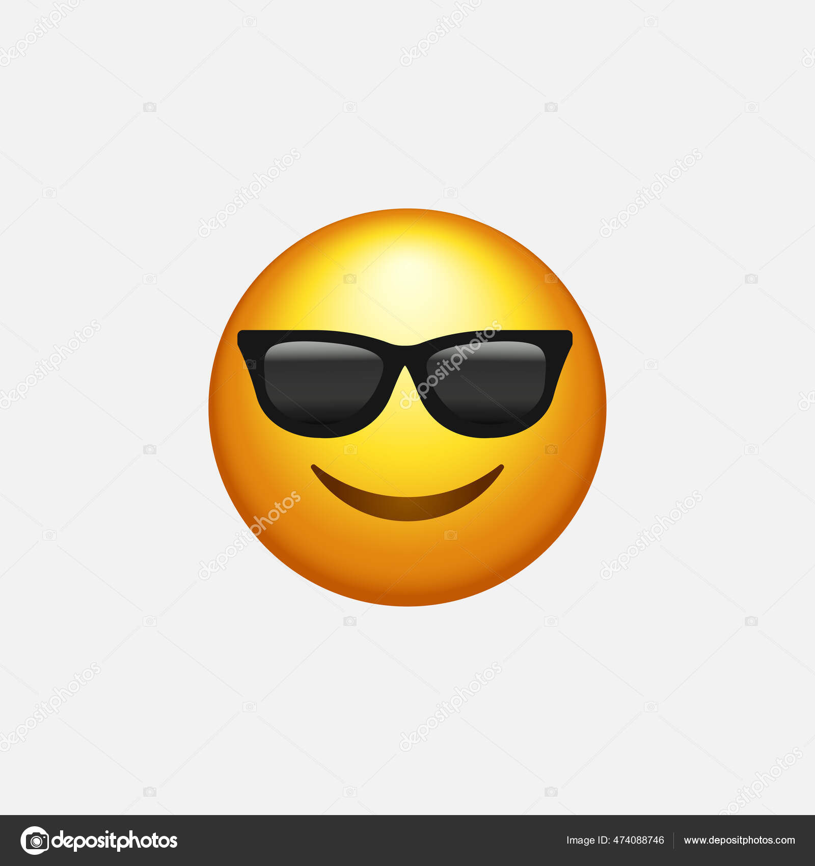 Smiling Face Sunglasses Emoji Social Media Icon Isolated Background Emoticon Stock Vector By