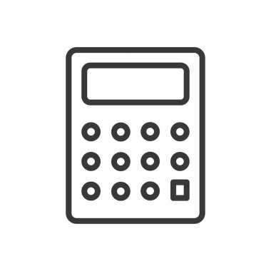 Hesap makinesi simgesi beyaz arkaplanda izole edildi. Muhasebe sembolü modern, basit, vektör, web sitesi tasarımı simgesi, mobil uygulama, ui. Vektör İllüstrasyonu