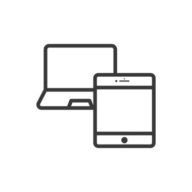 Laptop ve tablet simgesi. Elektronik cihazlar web sitesi tasarımı için modern, basit, vektör, simge, mobil uygulama, ui. Vektör İllüstrasyonu