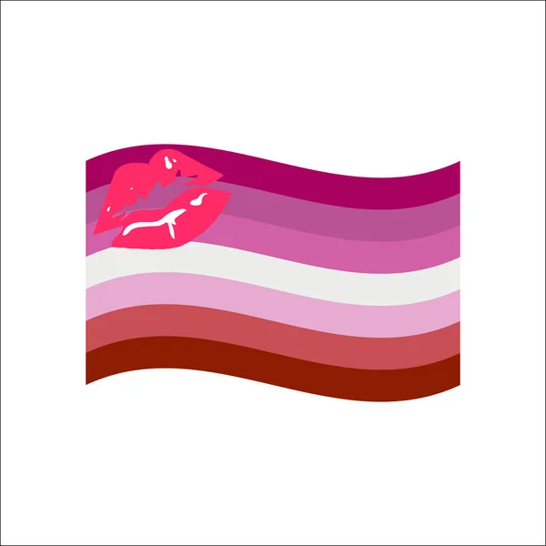 Bandeira Lésbica Feliz Mês Orgulho Lábios Bandeira Isolada Fundo Branco —  Vetores de Stock