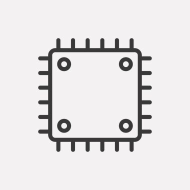 Çip simgesi arka planda izole edildi. Web sitesi tasarımı için modern, basit, vektör, simge, mobil uygulama, ui. Vektör İllüstrasyonu